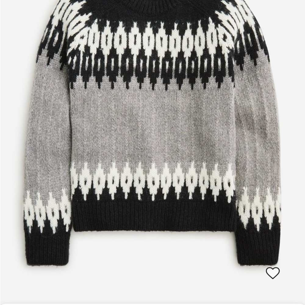 J. Crew Black and White Fair Isle Sweater
